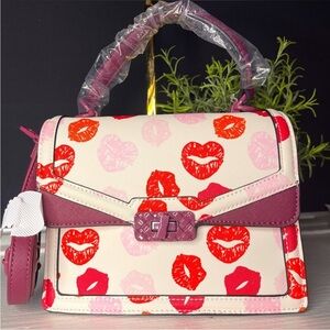 ALDO Lips Print Satchel Bag w Crossbody Strap NWT